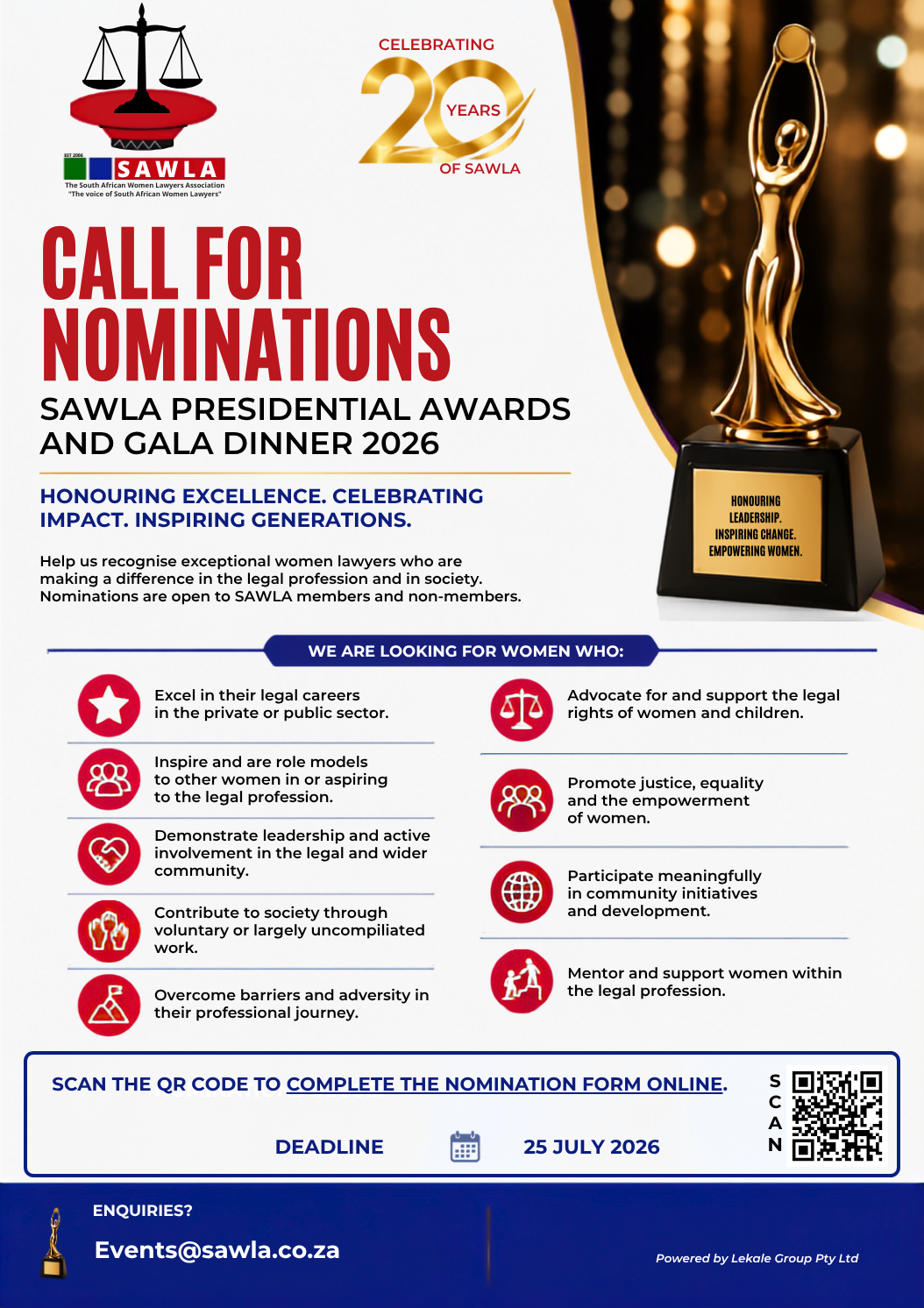 SAWLA Presidential Awards 2026 — Call for Nominations flyer
